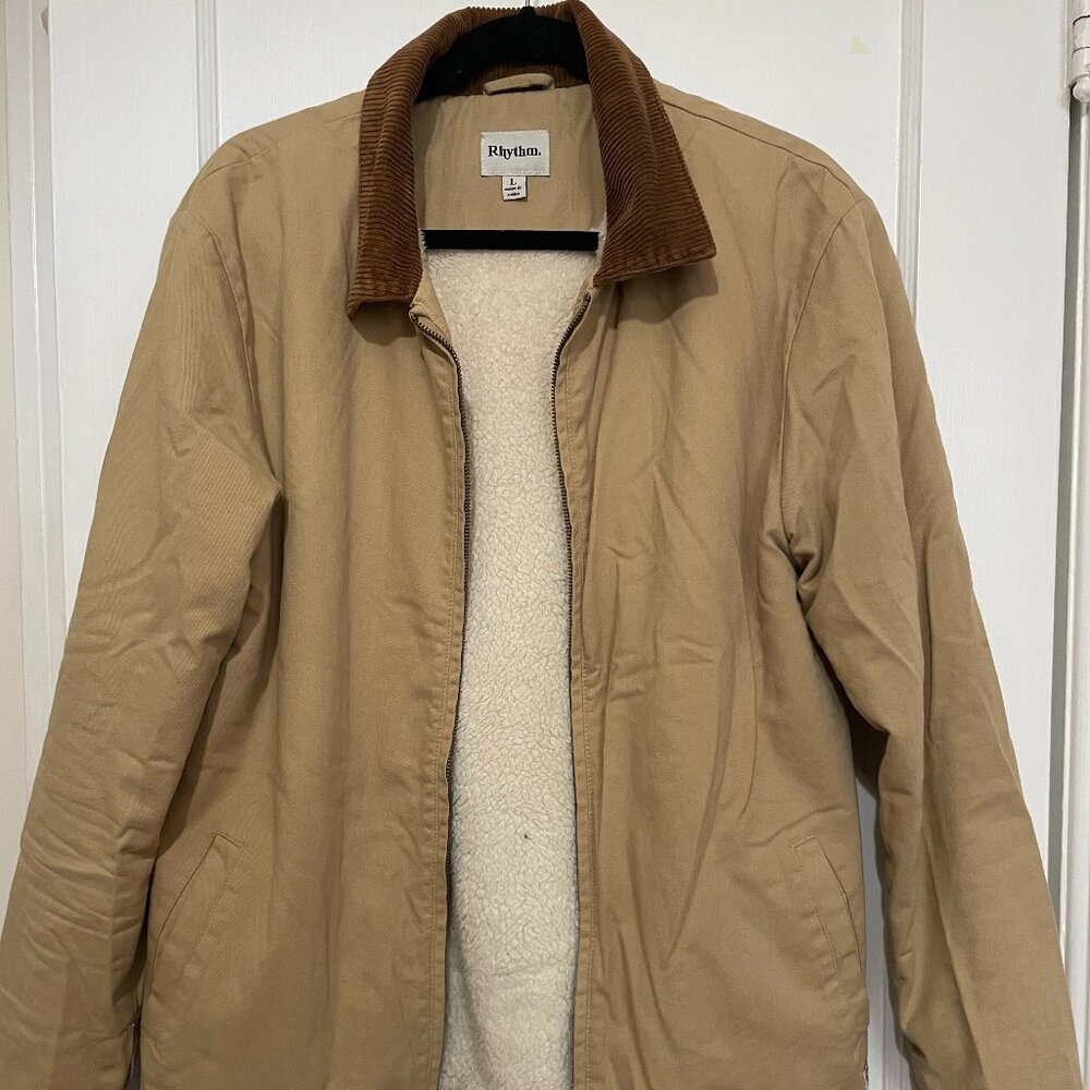 Rhythm Beige Field Jacket with Brown Corduroy Collar